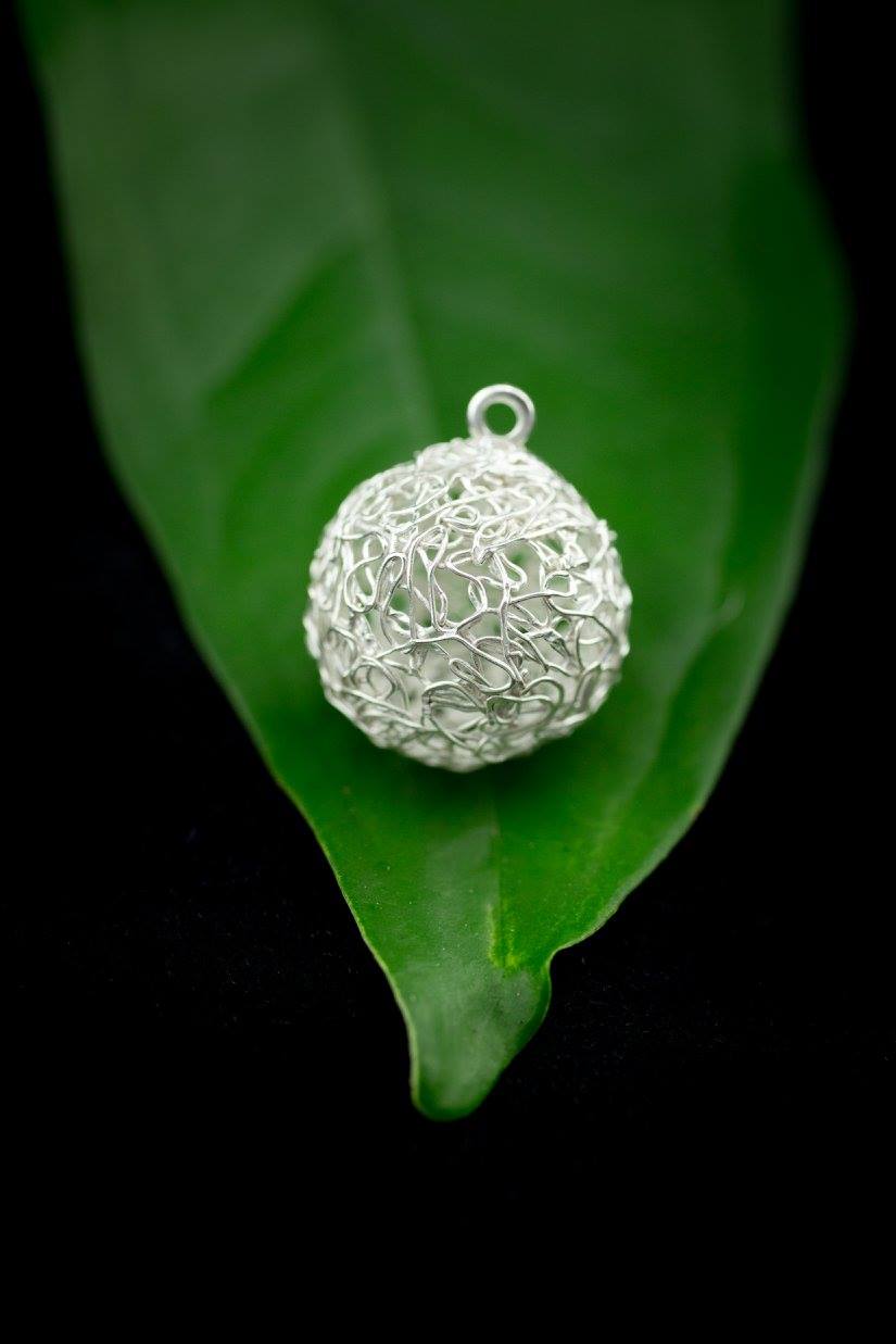 Art Clay Silver Lace Ball Ear Ring   Sue Ashpole